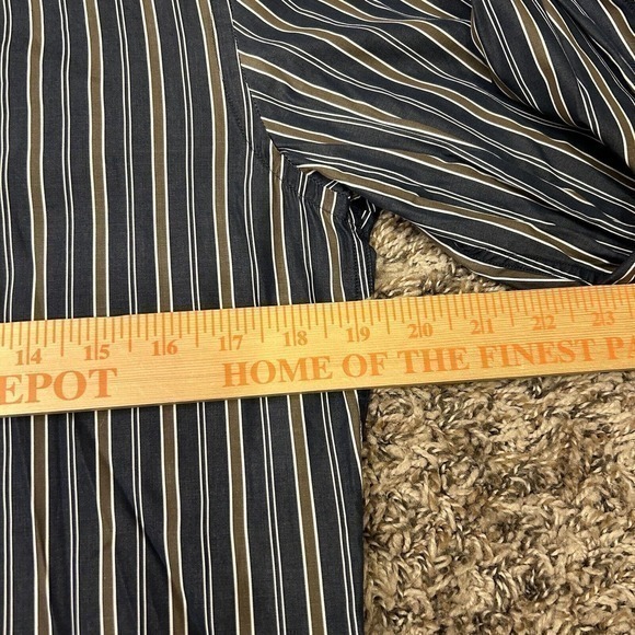 Hugo Boss Shirt Mens 39 15.5‎ Black Brown Striped Button Up Long Sleeve Slim Fit - Picture 9 of 11